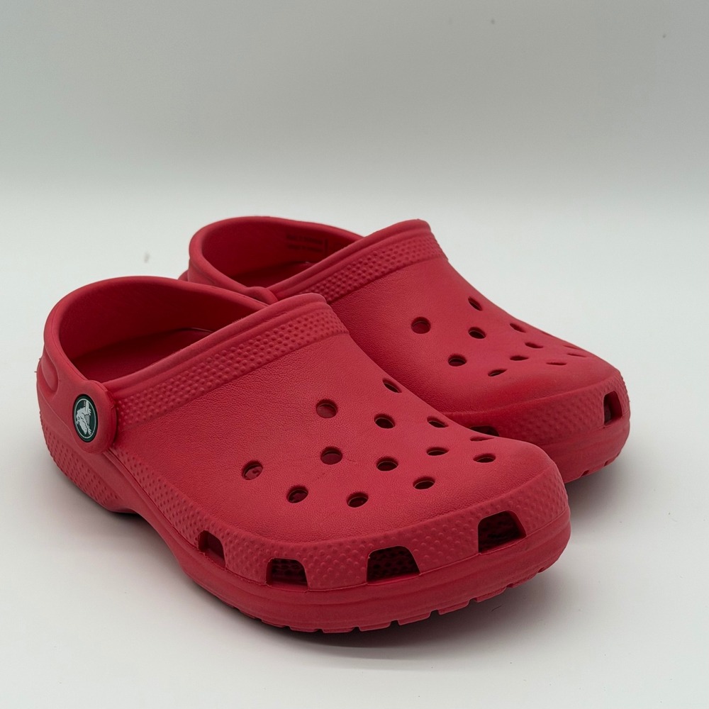 Crocs Unisex Kids J1 Classic Clog Red Slip On Breathable Water Friendly Casual